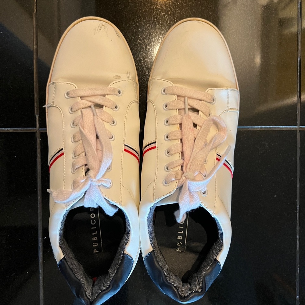 Public opinion white men’s sneaker, worn once, size 9